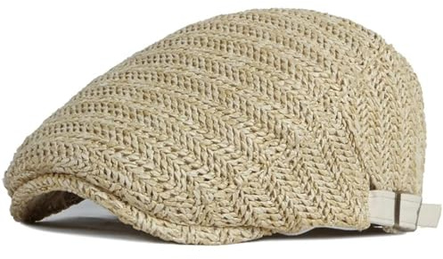 SOYNIA Boinas Sombreros Gorra De Boina Sombrero De Boina De Paja Transpirable Hombre Mujer Gorra Plana Ajustable Sombrero De Artista Vintage Boinas para Hombres Y Mujeres