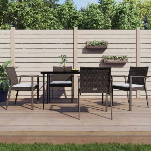 ARKEM Gartenstühle mit Kissen 4 STK. Braun 56,5x57x83 cm Poly Rattan StapelstüHle Bistrostuhl