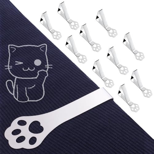 CUNGLIN Tablecloth Clips 10 Pack, Claw Shape Picnic Table Cloth Holder Clip for Outdoor Thick Tables Heavy Duty Stainless Steel Decorative Cover Clamp Pin for Outside Party Wedding RV Accessories