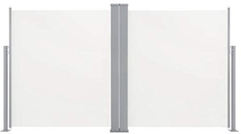 Homgoday Store de Balcon Double Automatique, Résistant aux UV, 170x600cm, Tissu Polyester, Couleur Crème et Gris