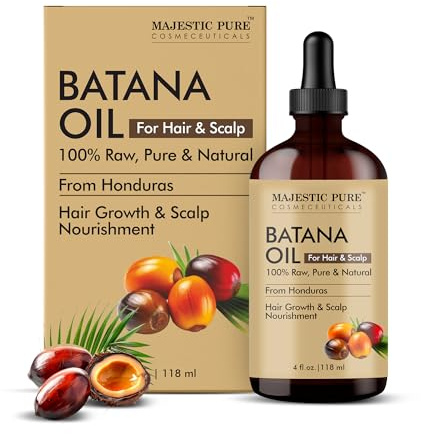 MAJESTIC PURE Batana Oil for Hair Growth | Moisturizes Scalp & Hair | Nourishing & Volumizing | 100% Pure & Natural | PETA Certified | 4 Fl Oz