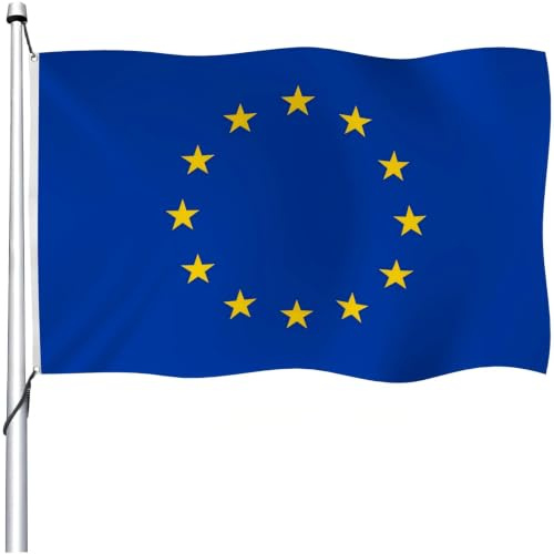 Aoihrraan Bandera De La Unión Europea 120x180cm Doble Cara Vibrante Colores Banderas De La Ue Para Aire Libre Celebración Hogar Jardín Porche Decoración Banderas Nacionales Con 2 Ojales Resistentes
