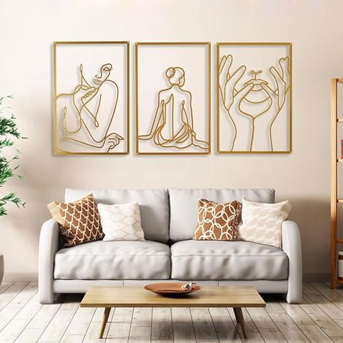 3PCS Eisen Wandskulpturen Wandbilder Wanddeko Metall Frau Körpersilhouette 3D Wanddeko Deko Wandskulpturen Wand Dekoration für Wohnzimmer Schlafzimmer Hintergrund Wanddekoration