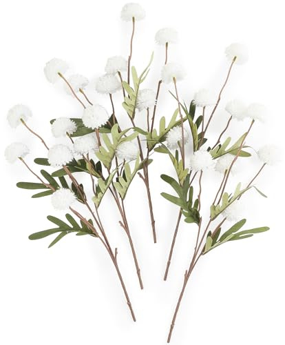 Floroom 5pcs White Faux Silk Mums Artificial Flowers, Bulk Fake Small Mini Chrysanthemums with Stems for DIY Wedding Centerpieces Floral Arrangements Vase Fillers Home Decorations