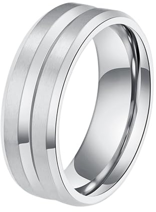OIDEA mäns ring silver bandring: silver mäns ring i rostfritt stål par ringar band ring smycken gåva för män vän bror far ring storlek 67