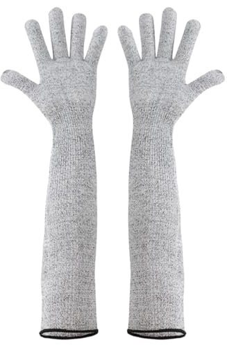 Schutzhandschuhe für Gartenarbeit, schnittfeste Ärmel, Unterarm, Handgelenk, Armschutz, Schutzhandschuh, schnittfeste Ärmel, lange Armschutz für Gartenarbeit, Reparatur in der Küche, grau, Refer to