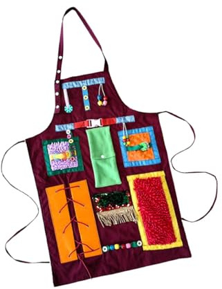 F Fityle Tablier D'activités Sensorielles pour Personnes âgées, Couverture de, Rouge