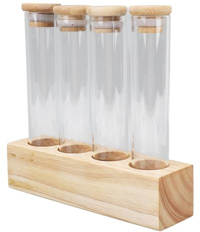 Focket Récipient de Pots de Grains de café, Stockage à Usage Unique de Grains de café en Verre en Bois Massif Stable Hermétique pour Comptoir (Focketn9ktea530c-12)