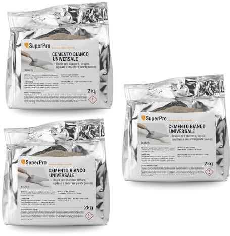 Paluplus 6 kg di Cemento Universale BIANCO, Riparazioni e Fissaggi su Calcestruzzo e Intonaci, Ideale per Stuccare e Sigillare, 3CF x 2Kg -2B01F
