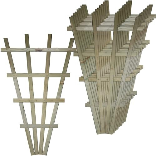 Small Fan Shaped Pack of 9 2x3ft (W: 2ft x H: 3ft) Frameless Decorative Lattice Trellis Panel Plant Grown Wall/Fence Art with Large Standard Squares Width 610mm x Height: 990mm