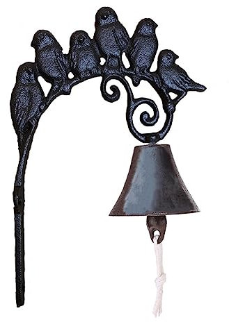 Garneck Vintage Wandglocke Gusseisen Dinnerglocke Mit Vogelmotiv Wandmontage Innenraum Dekoration Rustikale Glocke Mit Seilgriff