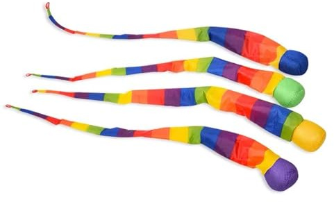 Huayeex 4 Stück Rainbow Tail Ball Kometenball Schweif, Soft Rainbow Play Ball, Lernspielzeug Für Den Außen Und Innenbereich (Farbe Zufällig)