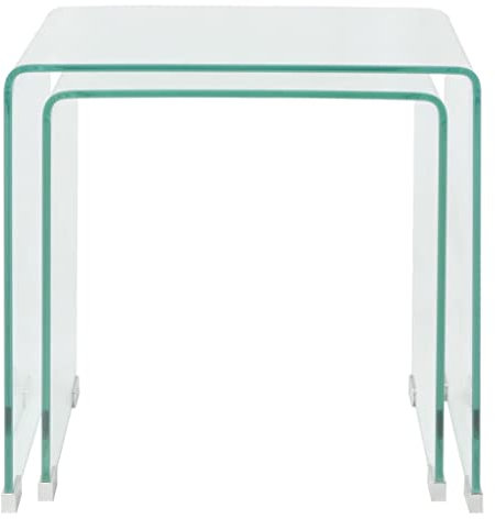 Eleganz Zweiteiliges Satztisch-Set aus gehärtetem Sicherheitsglas - Modernes Esszimmer-Set für kleine Räume - Transparent & Langlebig