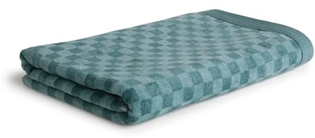 MÖVE Monochrome Check Velours Duschtuch 67 x 140 cm aus 80% Baumwolle/ 20% Viskose aus Bambus-Zellstoff, Malachite