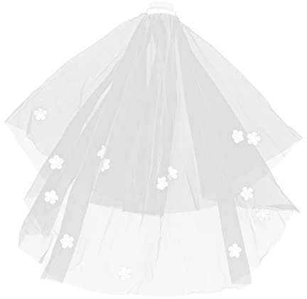 Healeved 1 Stück Eleganter Hochzeits Schleier mit Blumen Haarschmuck Zweilagiger Schleier für Braut Accessoires für Romantische Hochzeiten und Junggesellinnenabschiede