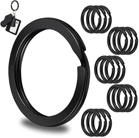 Ezitruz Lot de 40 anneaux porte-clés ronds - 35 mm - Noirs - Pour la maison, la voiture, l'artisanat