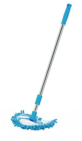 ARTSEWPLY Mini Trapeador Triangular Telescópico 1 Metro Azul 2 Tramos Giratorio 180° Limpieza Hogar Multiusos para Suelos Paredes Techos Fregona Ligera Absorbente