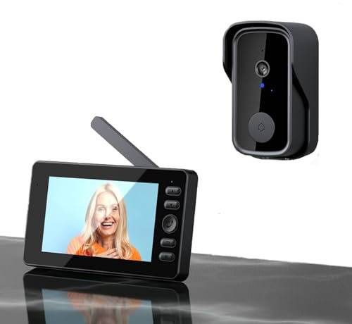 Winnes Video Campanello Videocitofono Senza Fili da Esterno, Smart Campanello Doorbell Wireless Citofono con 4.3'' IPS Schermo 120° Telecamera Audio Bidirezionale Nessun WiFi&APP,4000mAh Ricaricabile