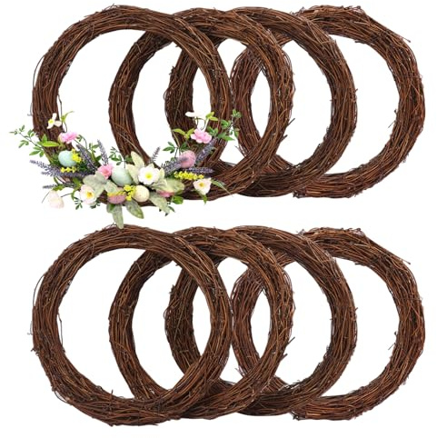 GNIEMCKIN 8 Pack 10 Inch Natural Grapevine Wreaths, Vine Branch Wreath, Grapevine Garland for DIY Crafts and Christmas Decorations, Ideal for Indoor and Outdoor Use
