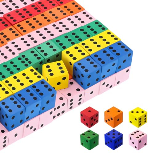 96 Stück Schaumstoffwürfel,2 cm Spielwürfel,Flüsterwürfel,Würfel Groß,Lernspielzeug, Play Foam,für Muttertag,Geburtstagen und Anderen Feiertagen