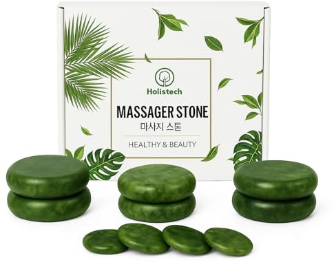 Set di 10 pietre da massaggio calde, pietre riscaldanti in giada verde naturale, per spa, benessere e massaggio corporeo, pietre termiche per rilassare schiena, spalle, viso e gambe