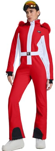 ALSOGO Damen Ski Anzug Ein Stück Snowsuit Schlank isolierte Jumpsuits wasserdicht Winddicht Winter Schnee Snowboard für Outdoor-Sportarten