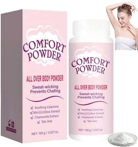 Comfort Powder,Inner Thigh Chafing & Sweat Relief, Talc-Free Anti Chafe Body Powder for Private Areas,Women's Deod/orant,Chafe Stick Alternative,All Over Body Pow/der for Women Against Moisture #110g