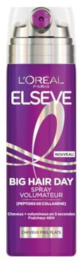 L'Oréal Paris - Spray 2 en 1 Volume & Fraîcheur - Cheveux Fins & Plats - Effet Lift Instantané - Femmes & Hommes - Enrichi en Peptides de Collagène - Elseve Collagen Lifter Big Hair Day