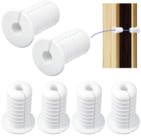 6 PCS Cable Pass Through Grommets, 3/4 Inch Wall Grommets for Cables, 19mm Diameter Silicone Cable Routing Kit, White Non-Slip Cord Protection Bushing
