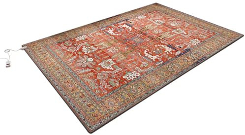 SEVOLY Tapis Chauffant électrique, Tapis de Sol Chauffant en graphène Abstrait Moderne pour Salon avec réglage de la température et de la minuterie, Chauffage au Sol Radiant Infrarouge,B,80 * 160cm