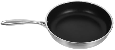 JEWEDECO Padella Antiaderente in Acciaio Inox con Superficie Nido d Ape Manico Ergonomico Antiscivolo Fondo Piatto per Distribuzione Uniforme del Calore per Frittate e Cotture Quotidiane
