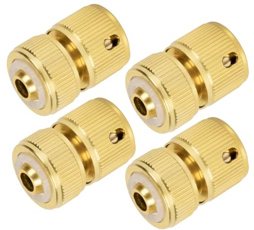 4Pcs Metal Hose Connector for 1/2 Hose, Metal Hose Pipe Connector Quick Connect Fitting, Brass Hose Fittings Style for Garden, Lawn & Outdoor Use