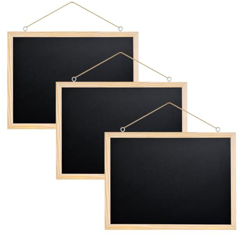 Keboyoe 3Pzs Lavagne con Cornice in Legno Lavagnetta da Appendere 40*30 cm | Lavagna Nera da Gesso Lavagna da Parete in Legno con Cornice Lavagnes decorative per Ufficio,Scuola,Ristoranti,Cucina