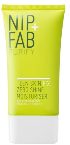 Nip + Fab Teen Skin Fix Zero Shine | Anti-Akne-Behandlung Feuchtigkeitsspendende Gesichtscreme mit Niacinamid und Antioxidativem Wasabi-Extrakt | Mattierende Gesichtscreme | Talgkontrolle | 40 ml
