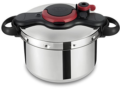 Tefal Clipso Minut Easy - Stainless Steel Pressure Cooker with 5 Safety Systems and Easy Closure with One Hand, Black 7.5 Litros multicoloured