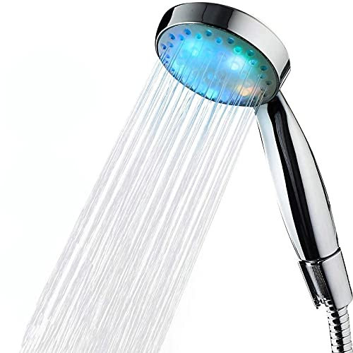 Sea pioneer LED shower head, automatic change of Multicolor color LED Handheld shower head suitable for most standard shower hoses,Easy Installation Best Shower Experience