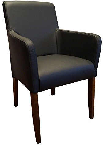 Quattro Meble Schwarz Echtleder Esszimmerstühle Massivholz Stühle David Arm Lederstühle Sessel mit Armlehnen Echt Leder Esszimmer Stuhl