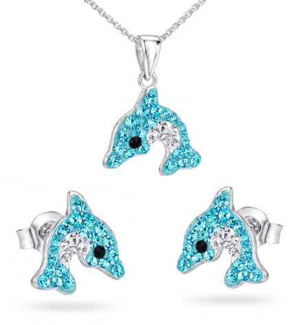 FIVE-D Kinder Ohrringe Delfin aus Kristall 925 Sterling Silber im Schmucketui