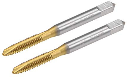 sourcing map Taraud Coupant 8-32 UNC Filetage Pas 3 Cannelures Titane Placage HSS 2Pcs