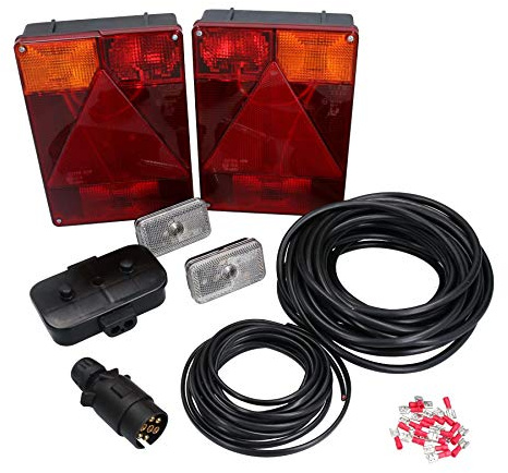 AB Tools 10m Trailer Light Wiring Kit Rear Vertical Lights, Front Markers, Plug, Junction Box
