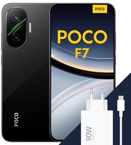 XIAOMI POCO F7 - Smartphone de 12+256GB, Cámara Sony de 50 MP con OIS, Pantalla AMOLED de 6,83'' 1.5K a 120Hz, Snapdragon 8s Gen 4, Hypercharge 90W, Cargador Incluido, Negro (Versión ES)
