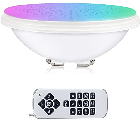 KWODE PAR56 LED Piscine RGB 54W Télécommande, Eclairage Résine 12V AC/DC Pool Light IP68 Étanche