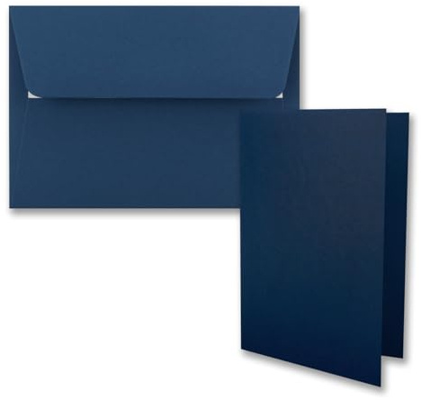 25x Faltkarten-Set DIN B6 12 x 17 cm in Dunkelblau (Blau) mit Briefumschlägen DIN B6 Haftklebung - für Einladungen und Grußkarten zum Geburtstag oder Hochzeit