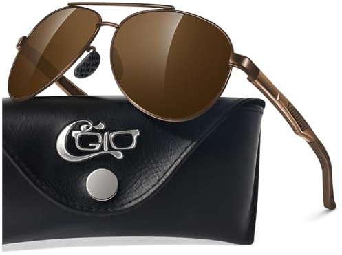 CGID Gafas de sol Hombre Mujer Polarizadas, Al-Mg Pilot Metal Bisagra de Resorte, GA61 Estilo Militar Protección UV400