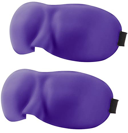 GWAWG 2-pack sovögonmask skuggskydd, 100 % mörkläggning sömn och ögonmask ögonmasker för sömn masker för män och kvinnor, lämplig för lunchrast, trave camping användning (lila 2-pack)