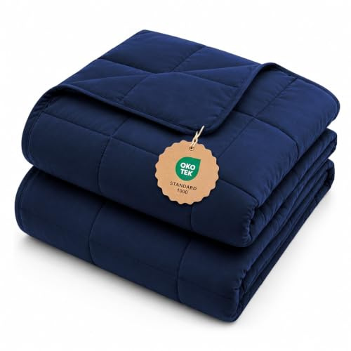 L'AGRATY Weighted Blanket - 48x72 15lbs Cooling Breathable Heavy Blanket Microfiber Material with Glass Beads for Adult All-Season Summer Fall Winter Soft Thick Comfort