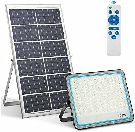 FARO FARETTO LED da Esterno 400w 6000k Bianco IP67 IMPERMEABILE PANNELLO SOLARE CON TELECOMANDO