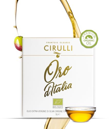 Huile d'Olive Extravergine Biologique Cirulli 100% Italienne - 5L Bag in Box avec Robinet Latéral - Récolte Naturelle - Huile EVO Premium - Brut et Non Filtrée - Sans Additifs