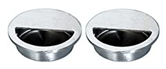Paquete de 2 manijas de acero inoxidable empotrables para puerta de 5 cm, tiradores circulares de media luna con tornillos ocultos, manijas deslizantes para armario, cajón, armario