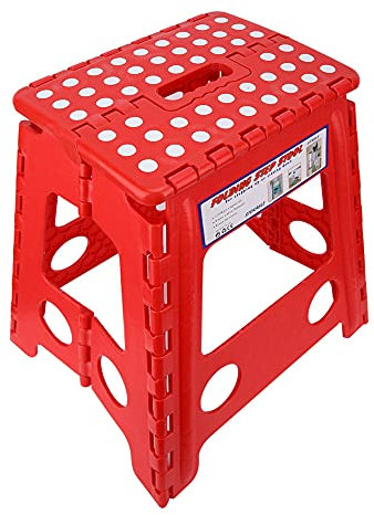 Dot Kunststoff-Klapphocker, Kleiner Tragbarer, Rutschfester Stuhl, Robuster Outdoor-Stuhl Für Camping-Picknick(Rot)